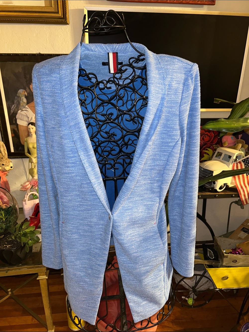 Tommy Hilfiger Light Blue Open-Front Women's Blazer